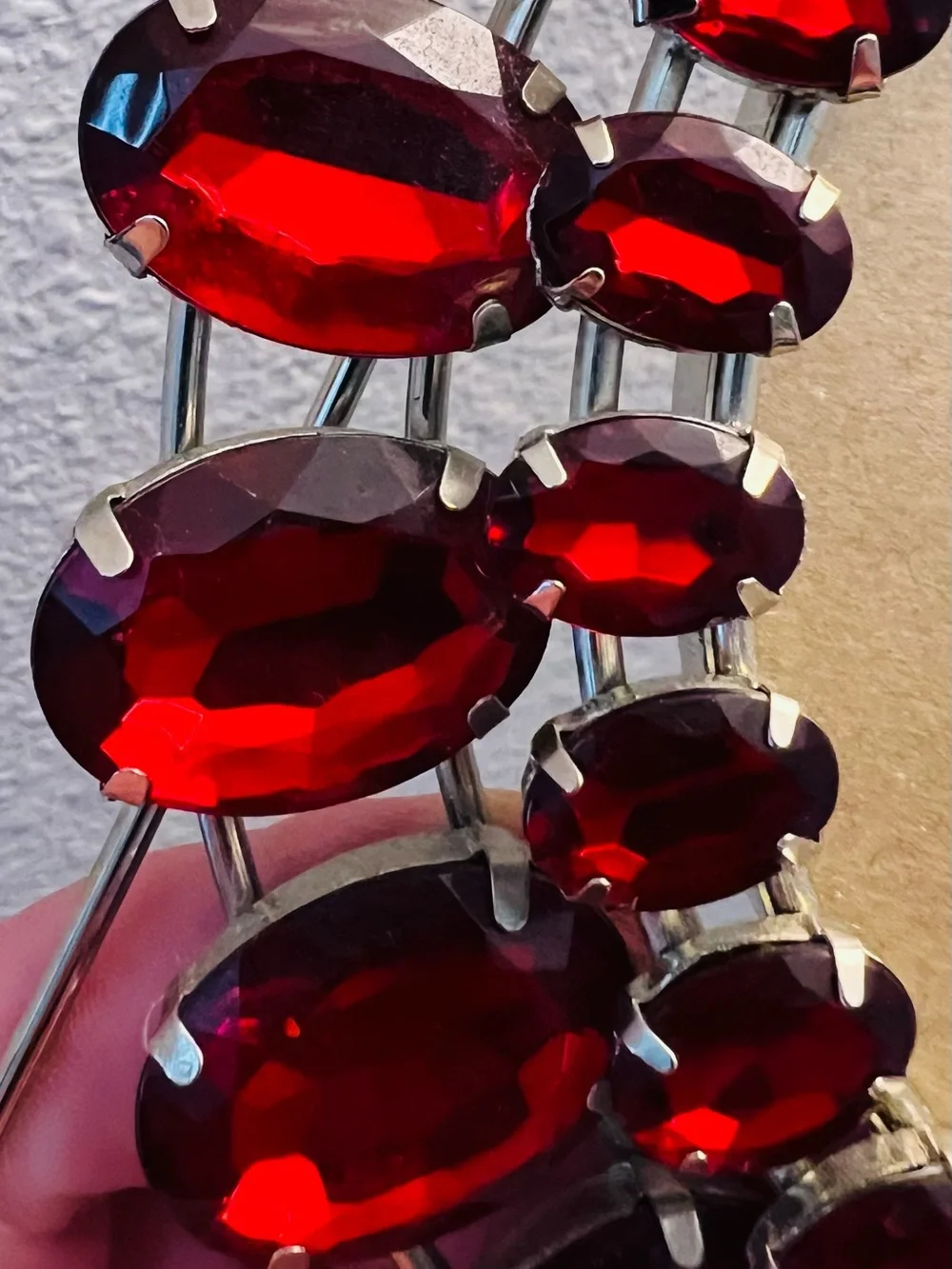 Ruby Red Jeweled Round Photo Frame Rhinestone Glam Tabletop Decor